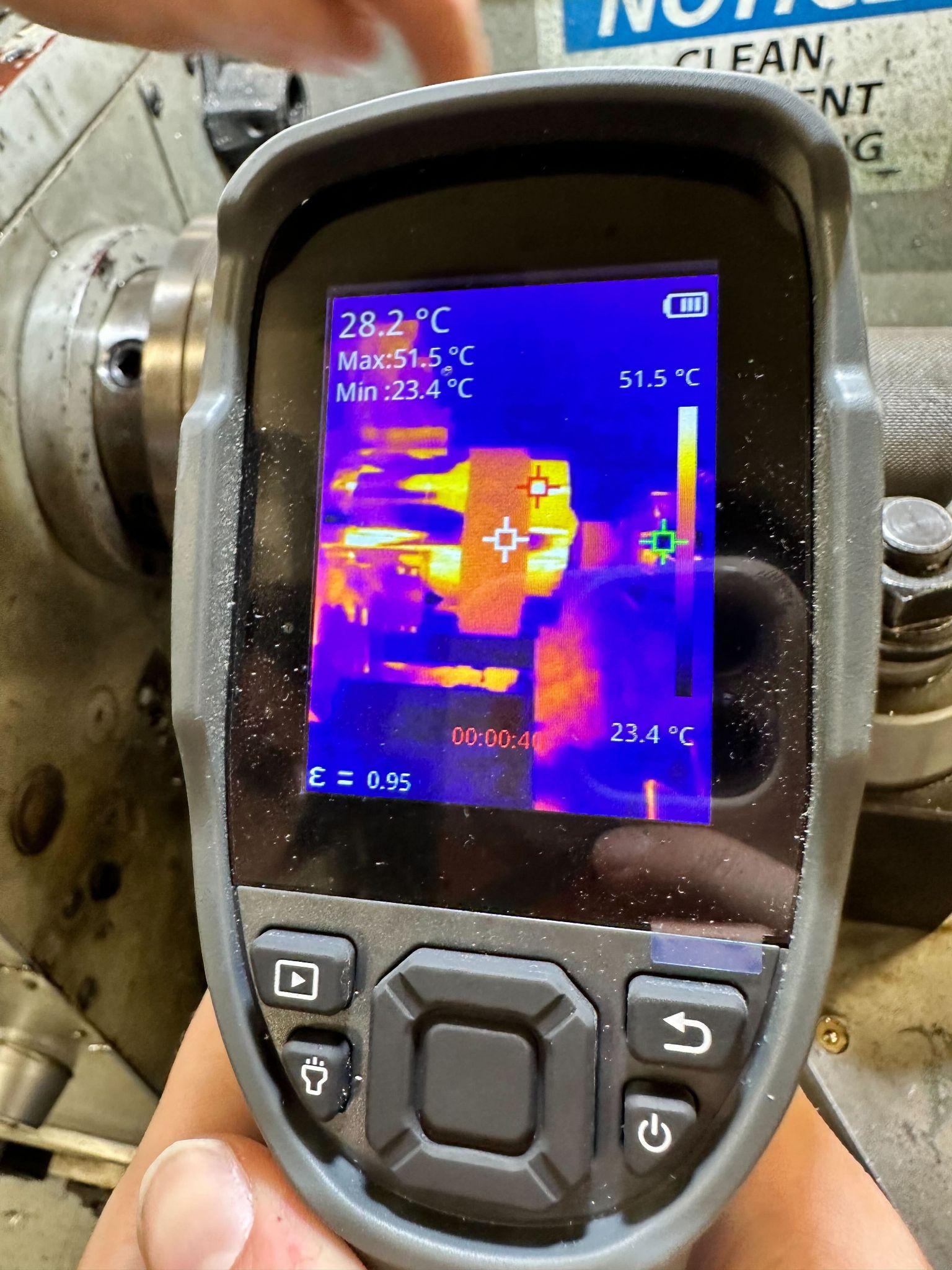 Thermal camera readout of the spindle