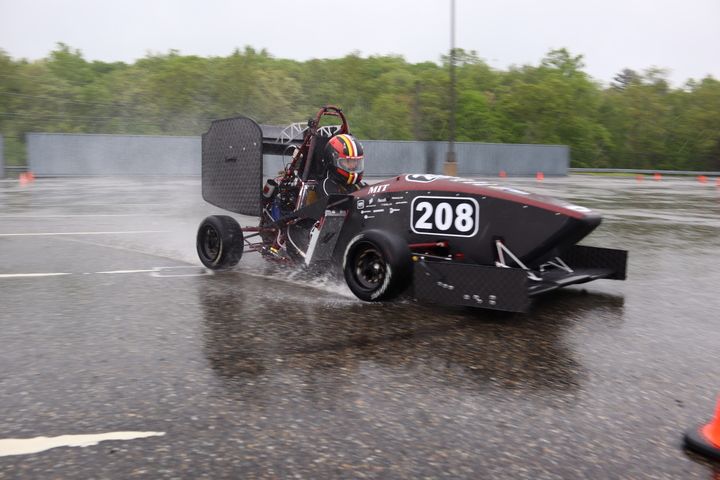 Car testing in wet conditions
