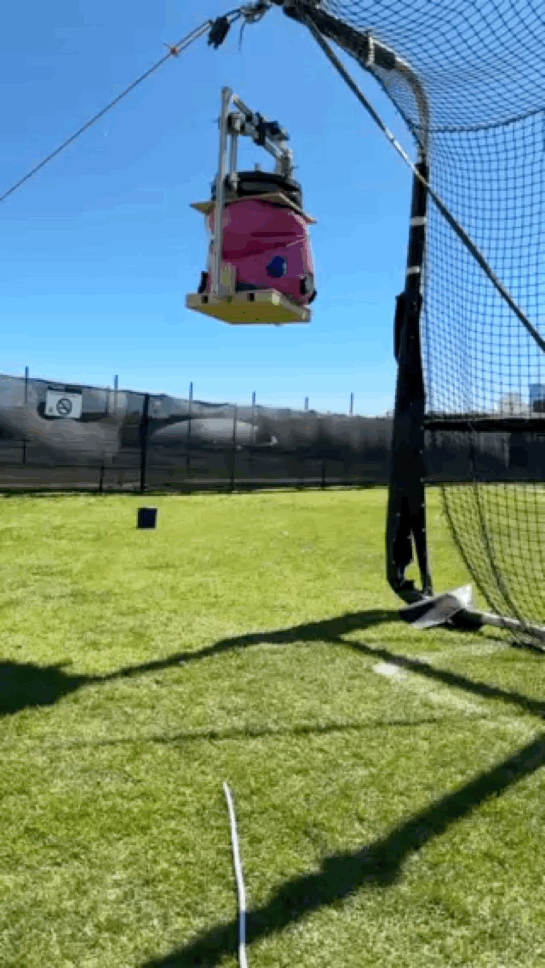 Airbag payload rig hanging in a net