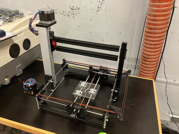 Side view of the assembled printer